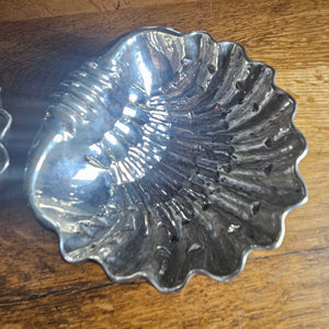Pair of Sea Shell Serving Dishes Sterling Silver Vintage c1950