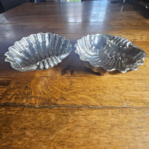 Pair of Sea Shell Serving Dishes Sterling Silver Vintage c1950