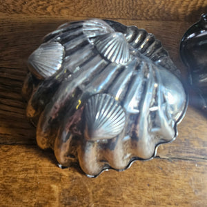 Pair of Sea Shell Serving Dishes Sterling Silver Vintage c1950