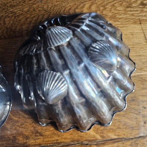 Pair of Sea Shell Serving Dishes Sterling Silver Vintage c1950