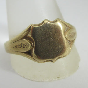 Shield Signet Ring in 9k Gold Vintage 1960