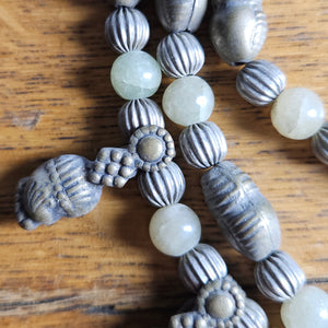 Silver and Agate Dangling Pendant Necklace Vintage Art Deco