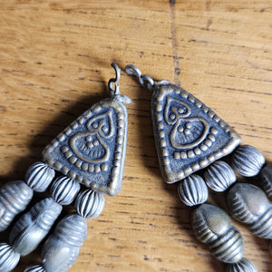 Silver and Agate Dangling Pendant Necklace Vintage Art Deco