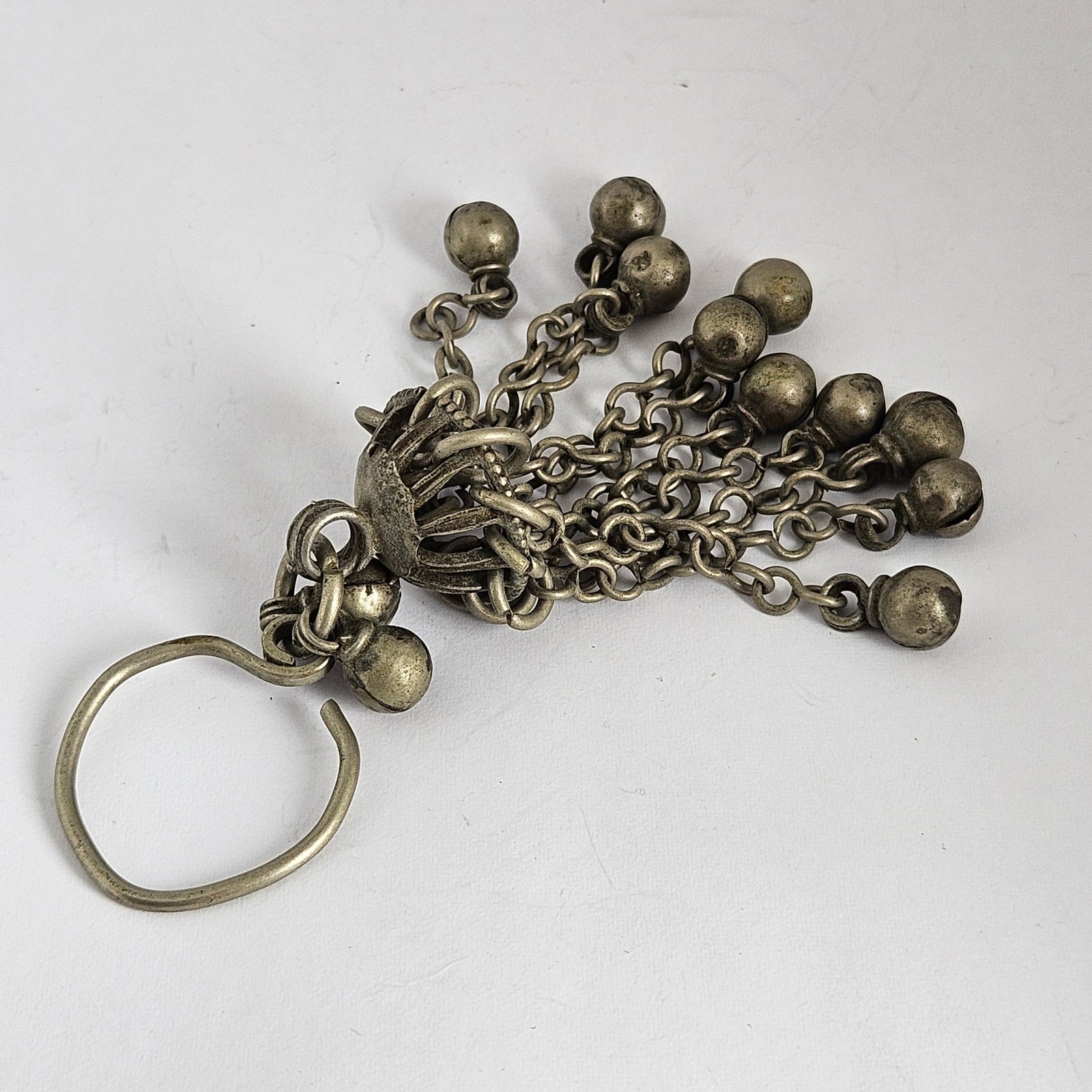 Silver Bell Tassel Pendant Vintage Art Deco c1920