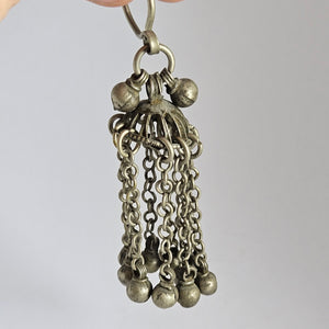 Silver Bell Tassel Pendant Vintage Art Deco c1920