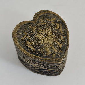 Heart Shape Silver Trinket Pill Box Vintage Art Deco c1920