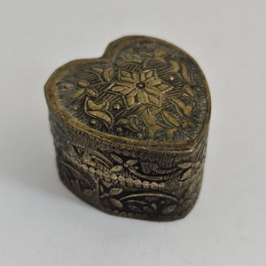 Heart Shape Silver Trinket Pill Box Vintage Art Deco c1920