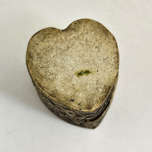 Heart Shape Silver Trinket Pill Box Vintage Art Deco c1920