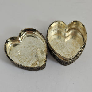 Heart Shape Silver Trinket Pill Box Vintage Art Deco c1920