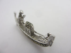 Silver Marcasite Gondola brooch or pin Vintage c1950