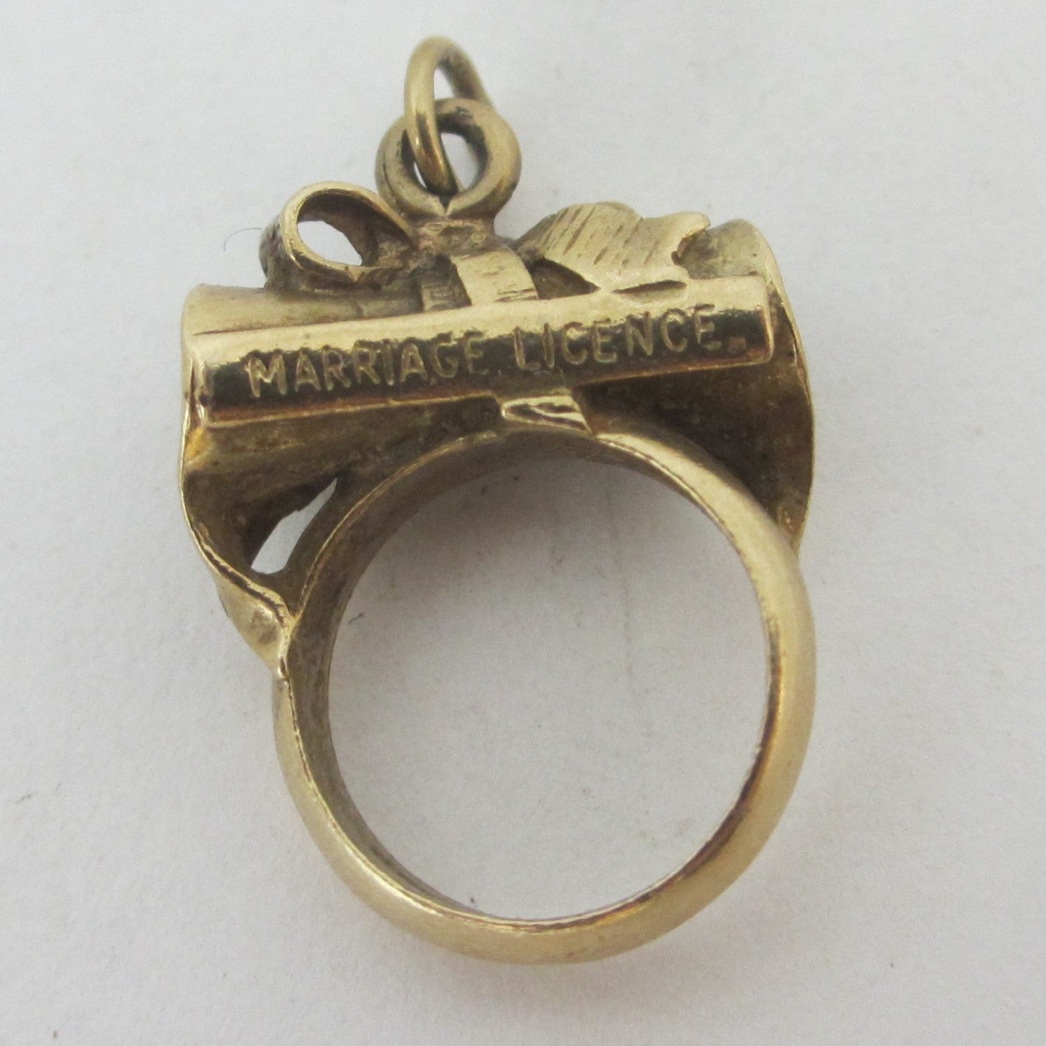 Marriage Licence 9k Gold Charm or Pendant with Stanhope Vintage 1965