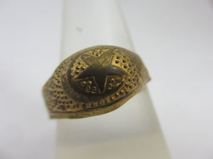 Star and Crescent Moon Gilt Metal Ring Vintage Art Deco c1920