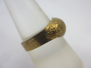 Star and Crescent Moon Gilt Metal Ring Vintage Art Deco c1920