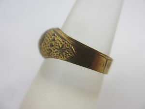 Star and Crescent Moon Gilt Metal Ring Vintage Art Deco c1920