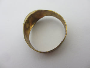 Star and Crescent Moon Gilt Metal Ring Vintage Art Deco c1920