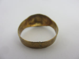 Star and Crescent Moon Gilt Metal Ring Vintage Art Deco c1920