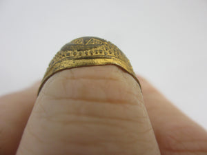 Star and Crescent Moon Gilt Metal Ring Vintage Art Deco c1920