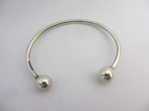 Sterling Silver Ball Ends Bangle Bracelet Vintage English Hallmark