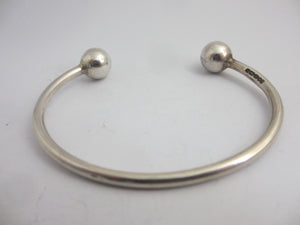 Sterling Silver Ball Ends Bangle Bracelet Vintage English Hallmark