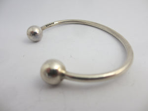 Sterling Silver Ball Ends Bangle Bracelet Vintage English Hallmark