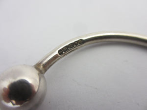 Sterling Silver Ball Ends Bangle Bracelet Vintage English Hallmark