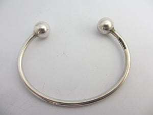 Sterling Silver Ball Ends Bangle Bracelet Vintage English Hallmark
