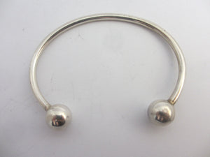 Sterling Silver Ball Ends Bangle Bracelet Vintage English Hallmark