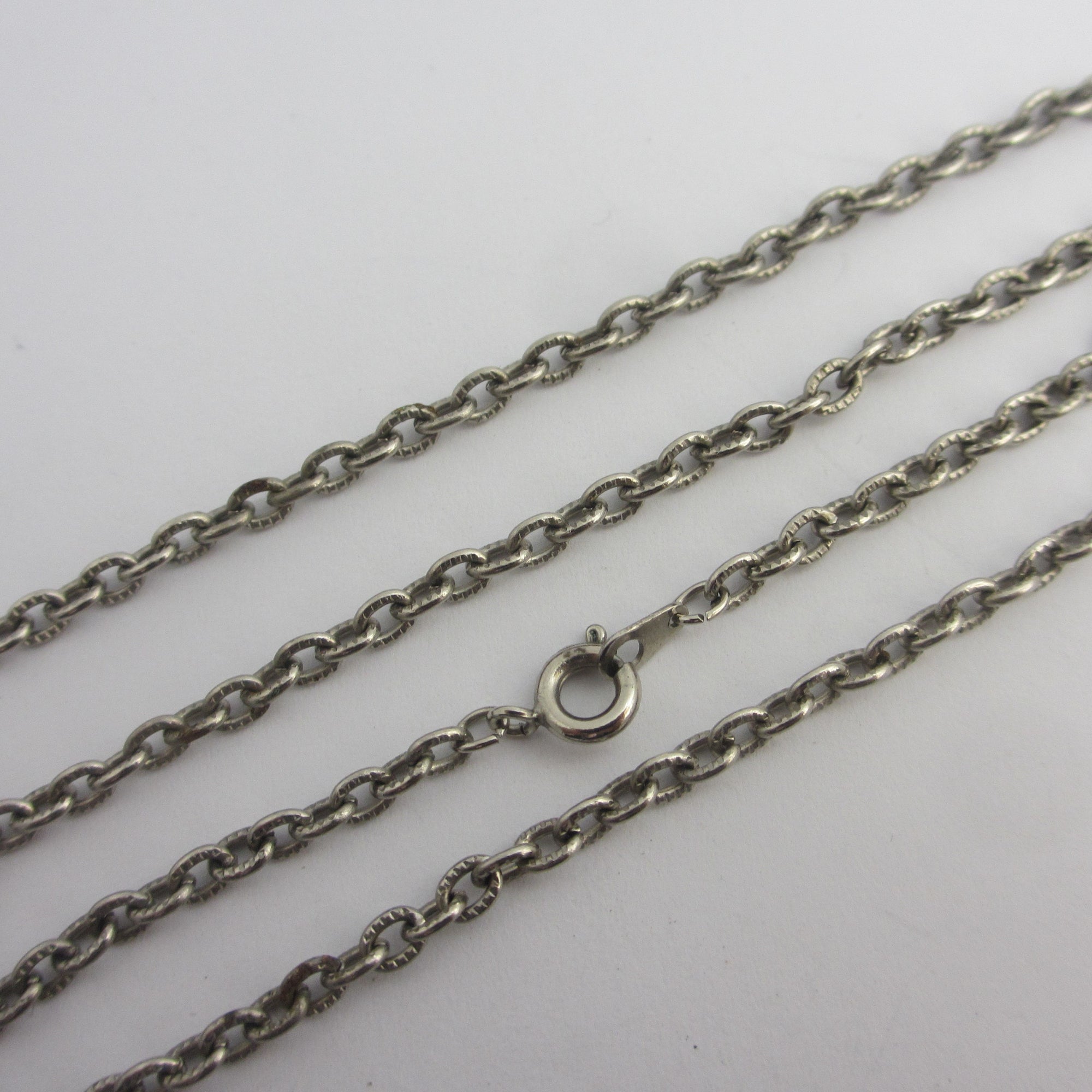 Sterling Silver Long Chain Link Necklace 68.2cm / 26.8" Vintage c1980