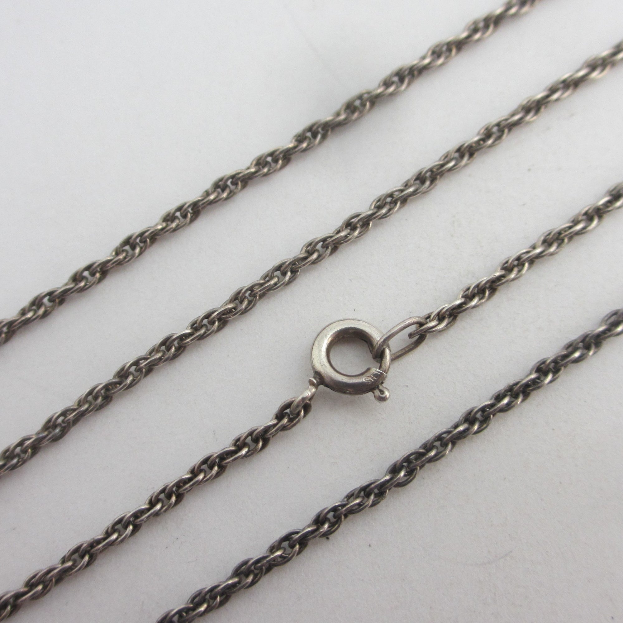 Sterling Silver Rope Chain Necklace 60cm  / 23.6" Vintage Art Deco c1920