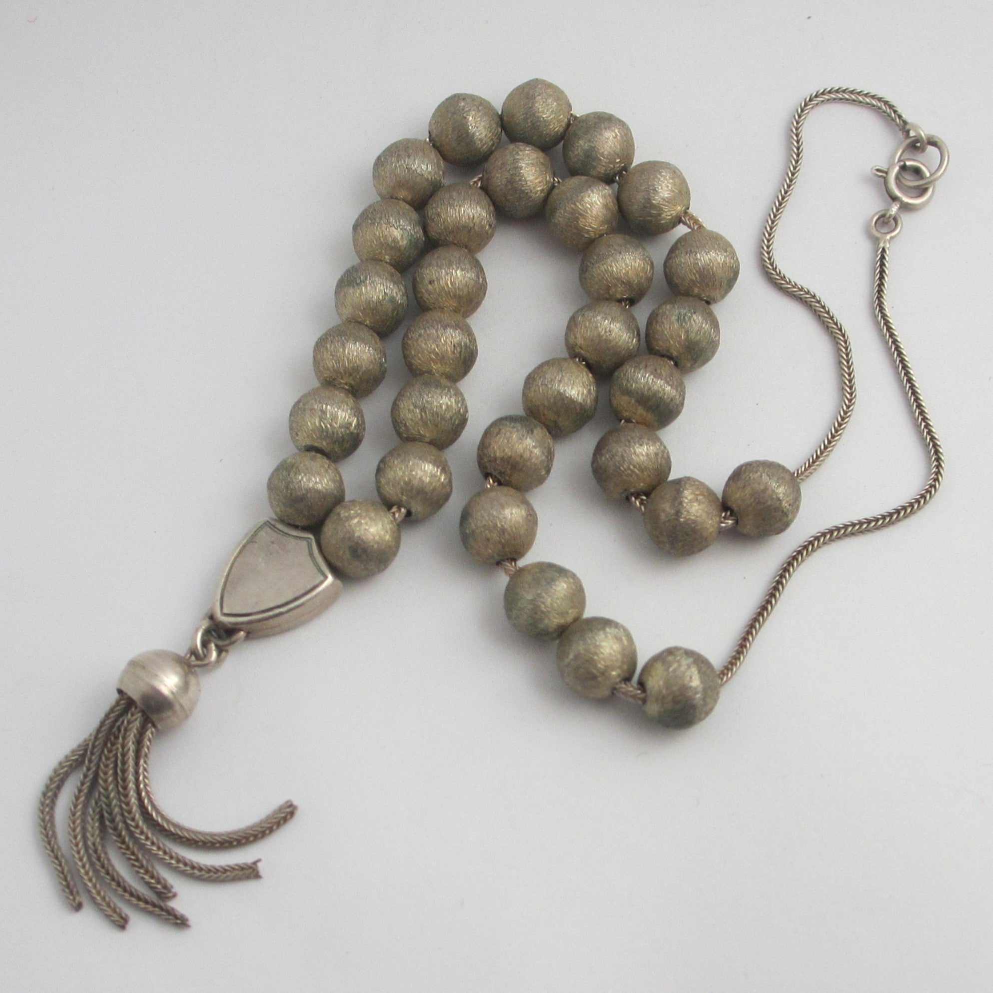 Sterling Silver Prayer Bead Necklace Vintage c1920