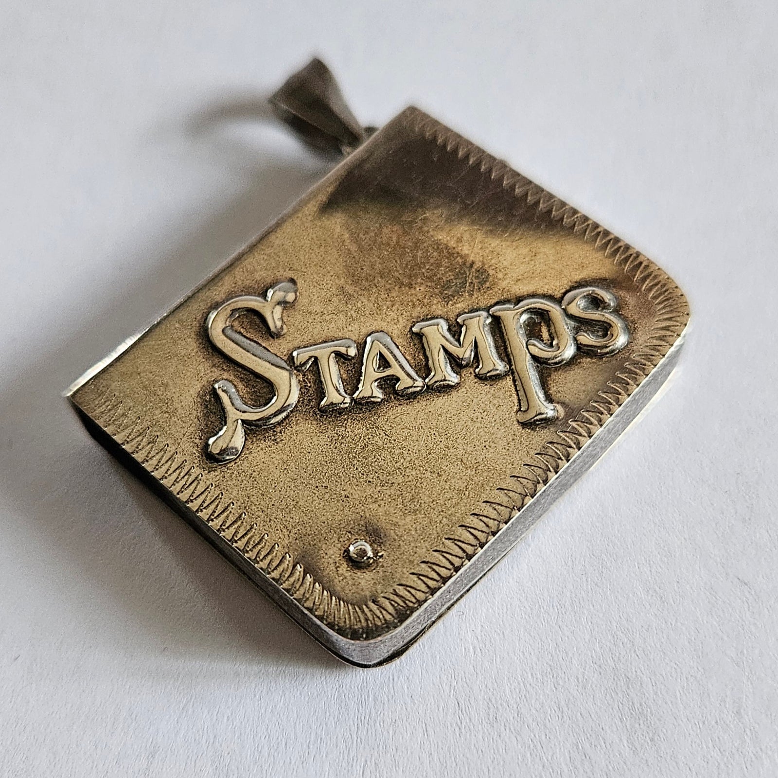 Sterling Silver Stamp Box Fob Pendant Vintage