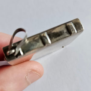 Sterling Silver Stamp Box Fob Pendant Vintage
