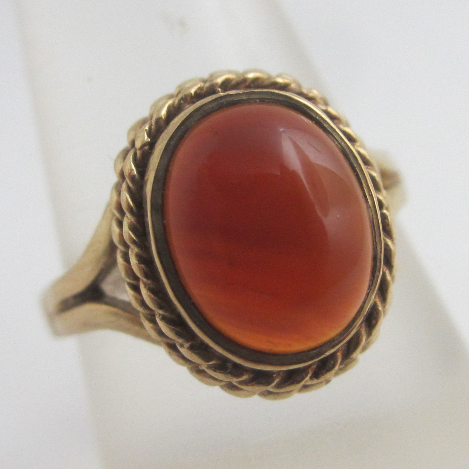 Cabochon Tourmaline in 9k Gold Ring Vintage Size UK O+