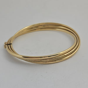 Triple Band 9k Gold Bangle Bracelet Vintage c1980