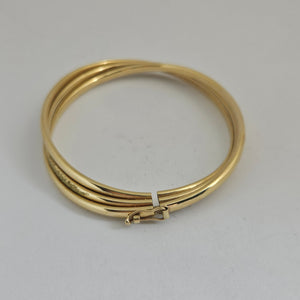 Triple Band 9k Gold Bangle Bracelet Vintage c1980