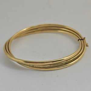 Triple Band 9k Gold Bangle Bracelet Vintage c1980
