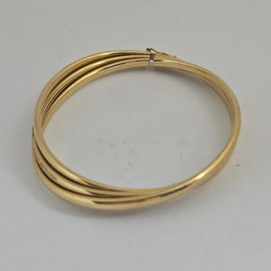 Triple Band 9k Gold Bangle Bracelet Vintage c1980