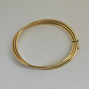Triple Band 9k Gold Bangle Bracelet Vintage c1980