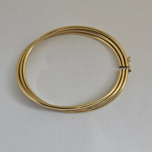 Triple Band 9k Gold Bangle Bracelet Vintage c1980