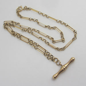 Trombone Link 9k Gold Chain Necklace 46.8cm / 18.4" Vintage c1980