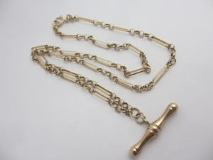 Trombone Link 9k Gold Chain Necklace 46.8cm / 18.4" Vintage c1980