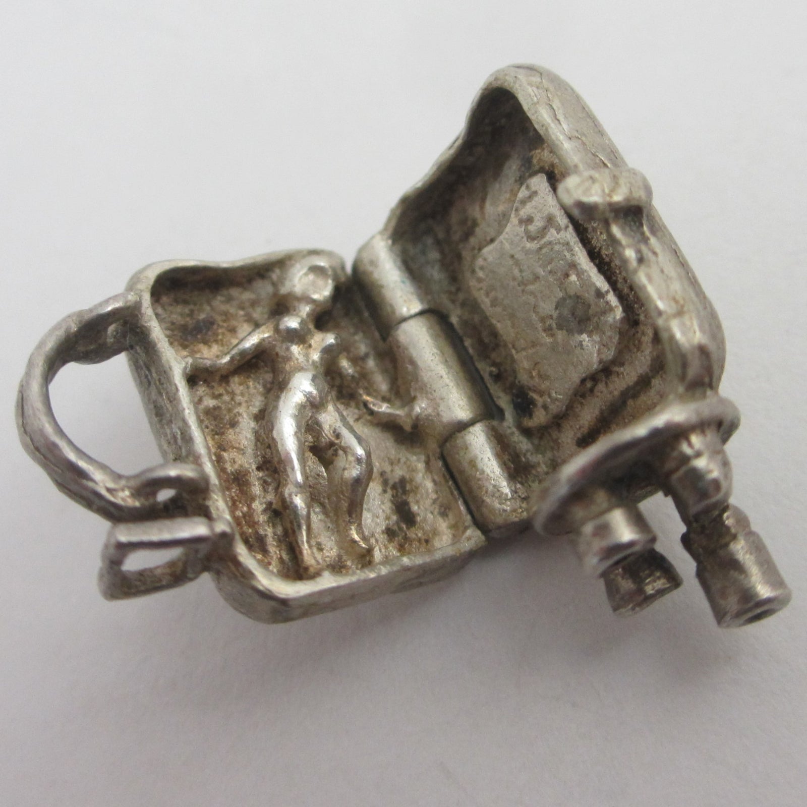 Watch the Birdie Sunbthing Girl Sterling Silver Charm or Pendant Vintage c1960