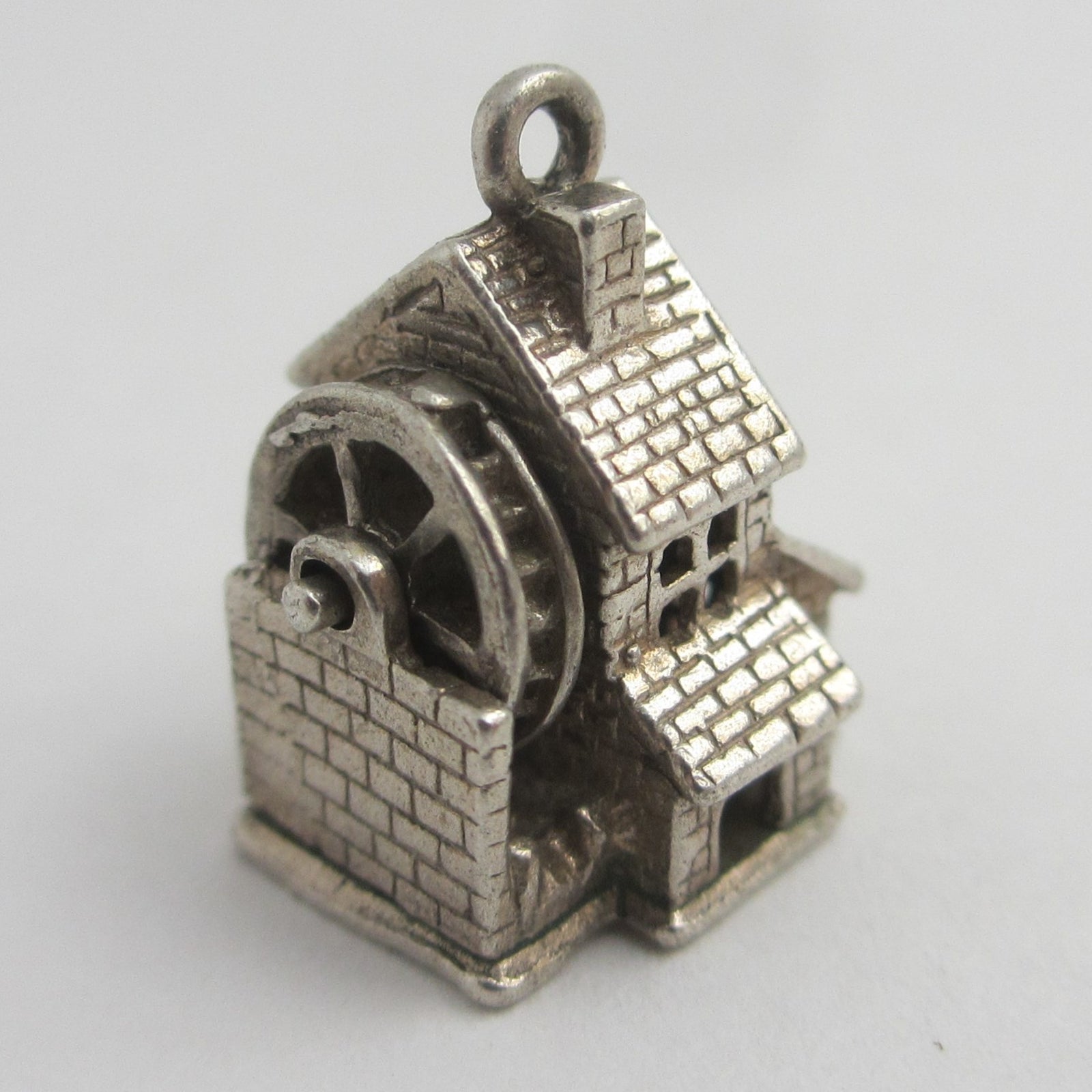 Watermill moving Wheel Sterling Silver Charm or Pendant Vintage c1960