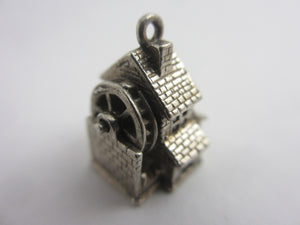 Watermill moving Wheel Sterling Silver Charm or Pendant Vintage c1960