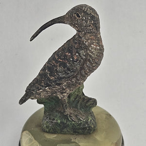 Austrian Cold Painted Bronze Woodcock Bird Menu Holder Vintage Art Deco