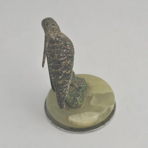 Austrian Cold Painted Bronze Woodcock Bird Menu Holder Vintage Art Deco