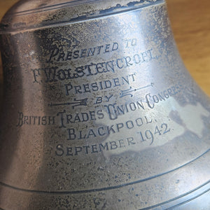 TUC - British Trade Union Congress Blackpool 1942 English Sterling Silver Ringing Bell Vintage 1942