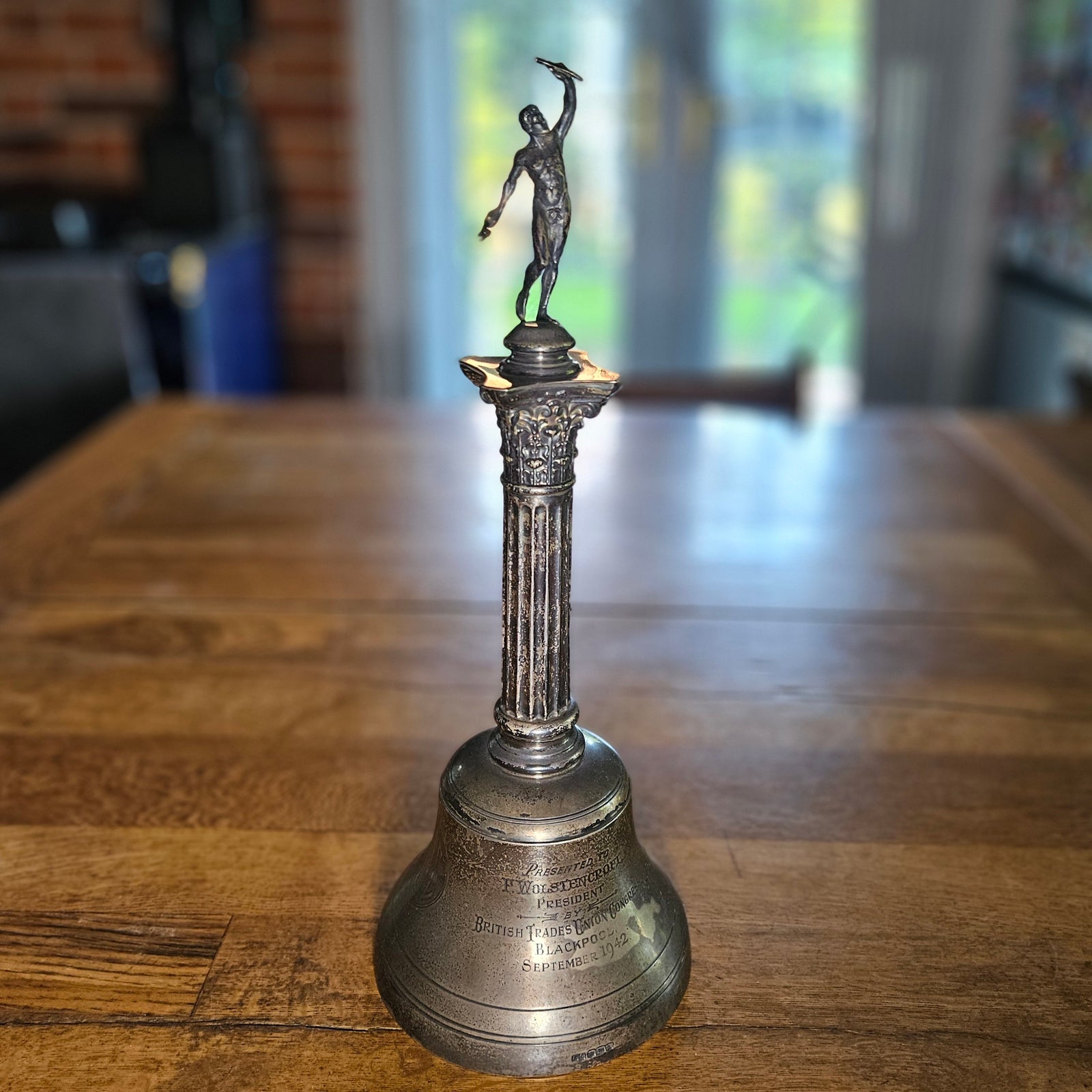 TUC - British Trade Union Congress Blackpool 1942 English Sterling Silver Ringing Bell Vintage 1942