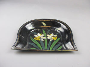 Handpainted And Enameled Toleware Dust Pan Antique Victorian C1900.