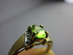 9k Peridot & Diamond Set Ring Contemporary c2006